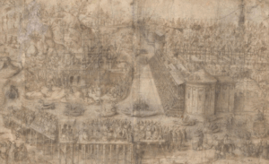 Affiche de la conférence "Behind the Scenes: Artisans, Artists, and Antiquarians in the Chivalric Festivals at the Court of Ferrara in the Renaissance"