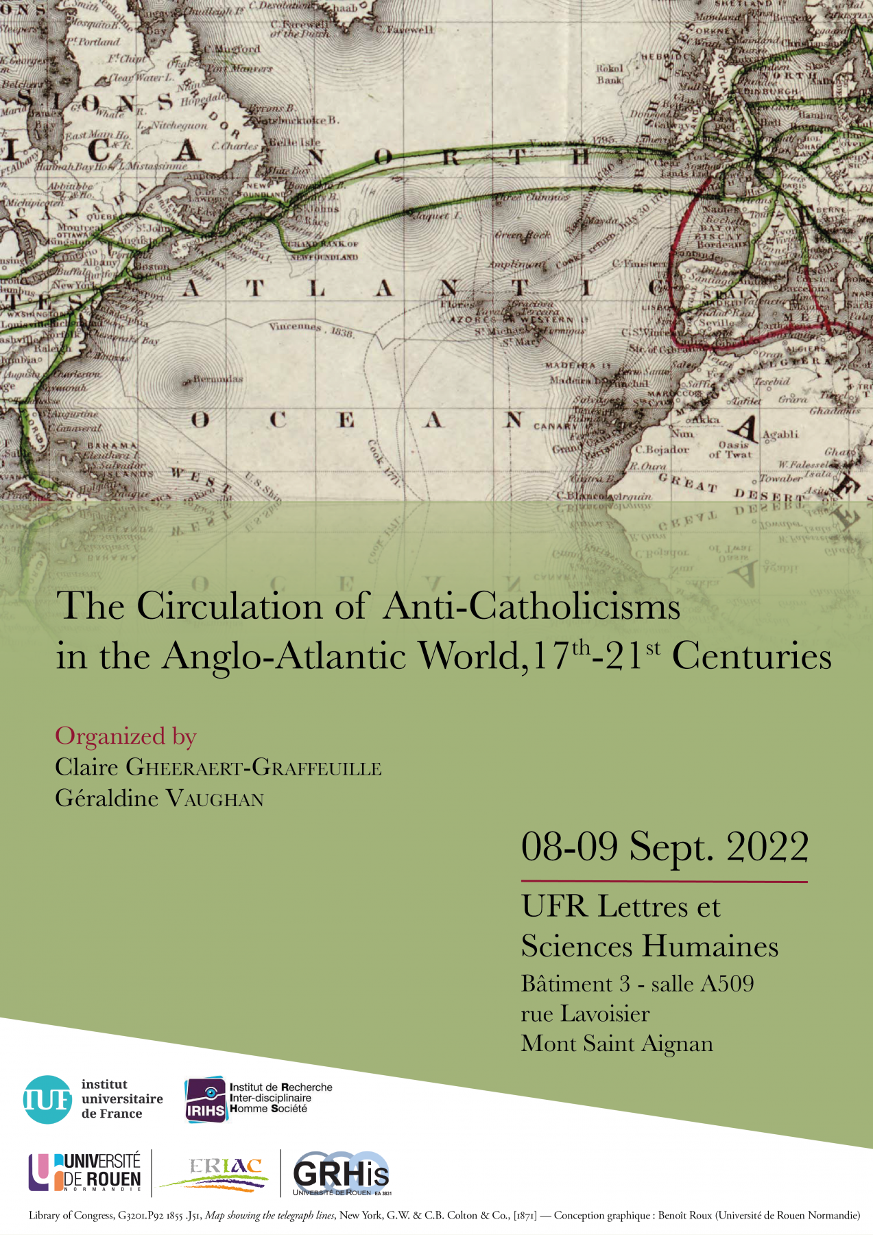 Affiche du colloque "The Circulation of Anti-Catholicisms in the Anglo-Atlantic world, 17th-21st Centuries"