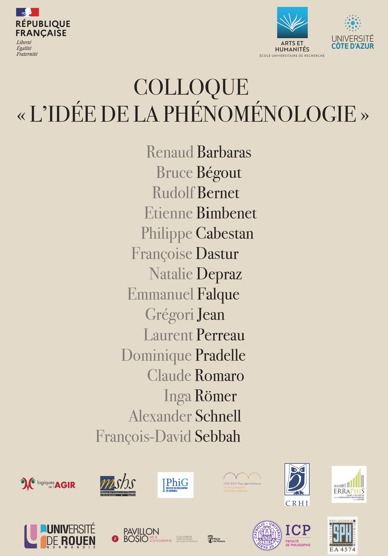 Affiche du colloque "Idée de la phénoménologie"
