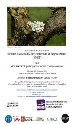 Affiche de la conférence "Le défi de la prise en charge des personnes âgées en milieu urbain sénégalais"