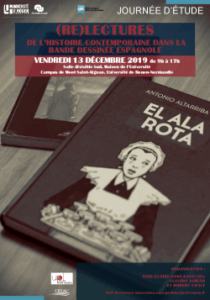 Affiche de la journée d'étude "(Re)lectures de l’histoire contemporaine dans la bande dessinée espagnole"