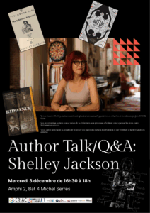 Affiche du "Author Talk/Q&A : Shelley Jackson"